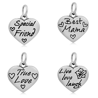 Stainless Steel Heart Pendants, 316L Stainless Steel & with letter pattern & blacken Approx 5mm 