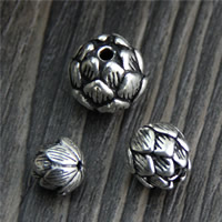 DIY Buddha Beads, Thailand Sterling Silver, Lotus 