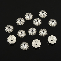Sterling Silber Perlenkappen, 925 Sterling Silber, Blume, plattiert, keine, 5x5x1.5mm, Bohrung:ca. 0.8mm, verkauft von PC