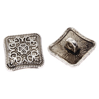 Zinc Alloy Shank Button, Square, antique silver color plated, lead & cadmium free Approx 1.5mm, Approx 