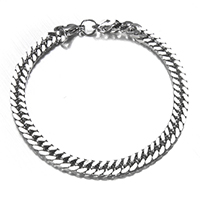 Stainless Steel Chain Bracelets, curb chain, original color Approx 8 Inch 