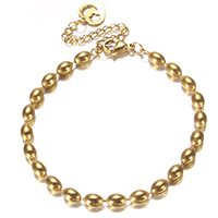 Bracelet en acier inoxydable, avec 2.5lnch chaînes de rallonge, coeur, Placage de couleur d'or, chaîne à billes Environ 7 pouce, Vendu par brin