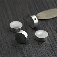 Sterling Silber Flache Perlen, 925 Sterling Silber, flache Runde, 12.6x5mm, Bohrung:ca. 1.8mm, verkauft von PC