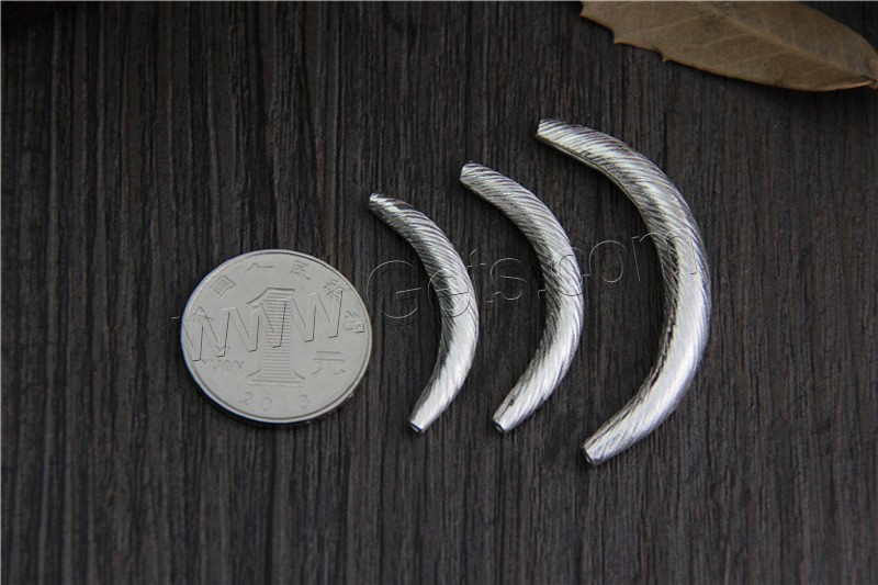 Серебро 925 пробы изогнутые бусины-трубки, Трубка, разный размер для выбора & Матовый металлический эффект, продается PC