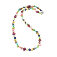Природное пресноводное жемчужное ожерелье, Пресноводные жемчуги, латунь оробка для застёжки, Стиль Барокко, разноцветный, 6-8mm, длина:Приблизительно 16.5 дюймовый, продается Strand