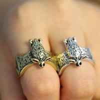 Rhinestone Zinc Alloy Finger Ring, Bat, plated, open & with rhinestone lead & cadmium free, 17mm, US Ring 