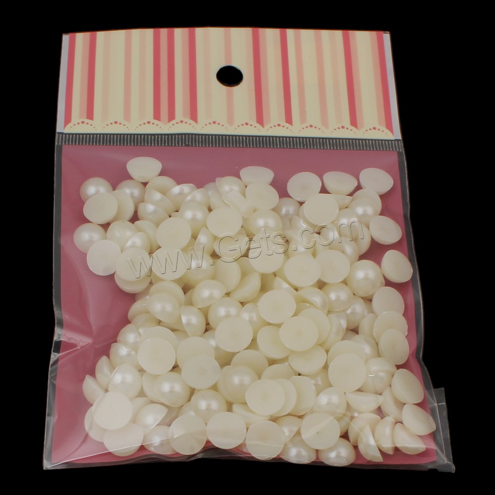 ABS Plastic Pearl Cabochon, with OPP Bag, Dome, different size for choice & flat back, white, Sold By Bag