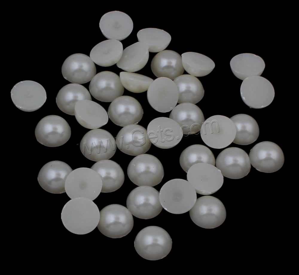 ABS plástico cabujón perla, Perlas de plástico ABS, con OPP, Cúpula, diverso tamaño para la opción & espalda plana, Blanco, Vendido por Bolsa