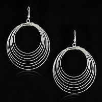 Zinc Alloy Drop Earring, stainless steel earring hook, silver color plated, 63mm 