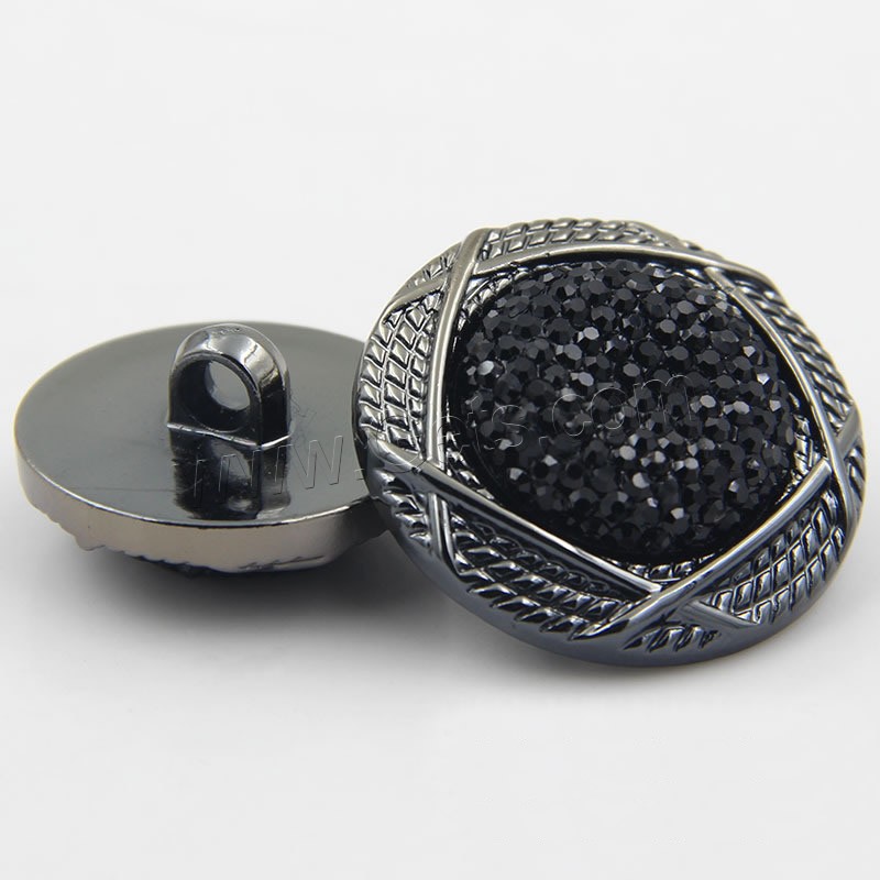 Acryl Ösenknopf, flache Runde, metallschwarz plattiert, verschiedene Größen vorhanden, schwarz, verkauft von PC