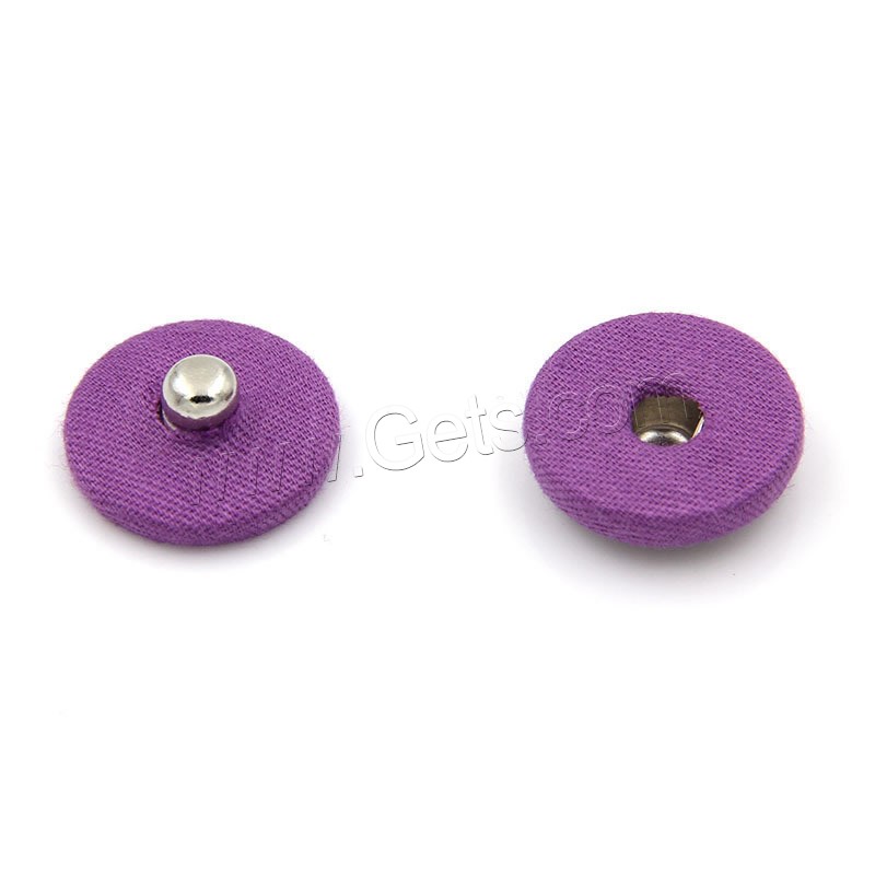 Zinc Alloy Snap Fastener, with Cotton, Flat Round, platinum color plated, different size for choice, more colors for choice, Sold By PC