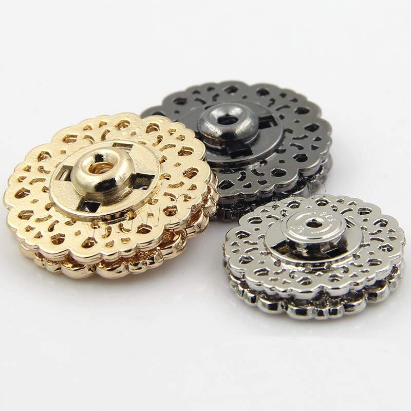 Zinc Alloy Snap Fastener, Flower, plated, different size for choice, more colors for choice, Sold By PC