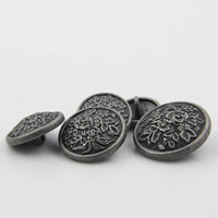Zinc Alloy Shank Button, Flat Round, antique silver color plated 