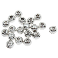 Bijoux de perles en alliage de Zinc , Rond, Plaqué de couleur d'argent, sans plomb et cadmium, 4mm Environ 1mm, Environ Vendu par sac