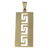 Stainless Steel Pendants, Rectangle, real gold plated Approx 
