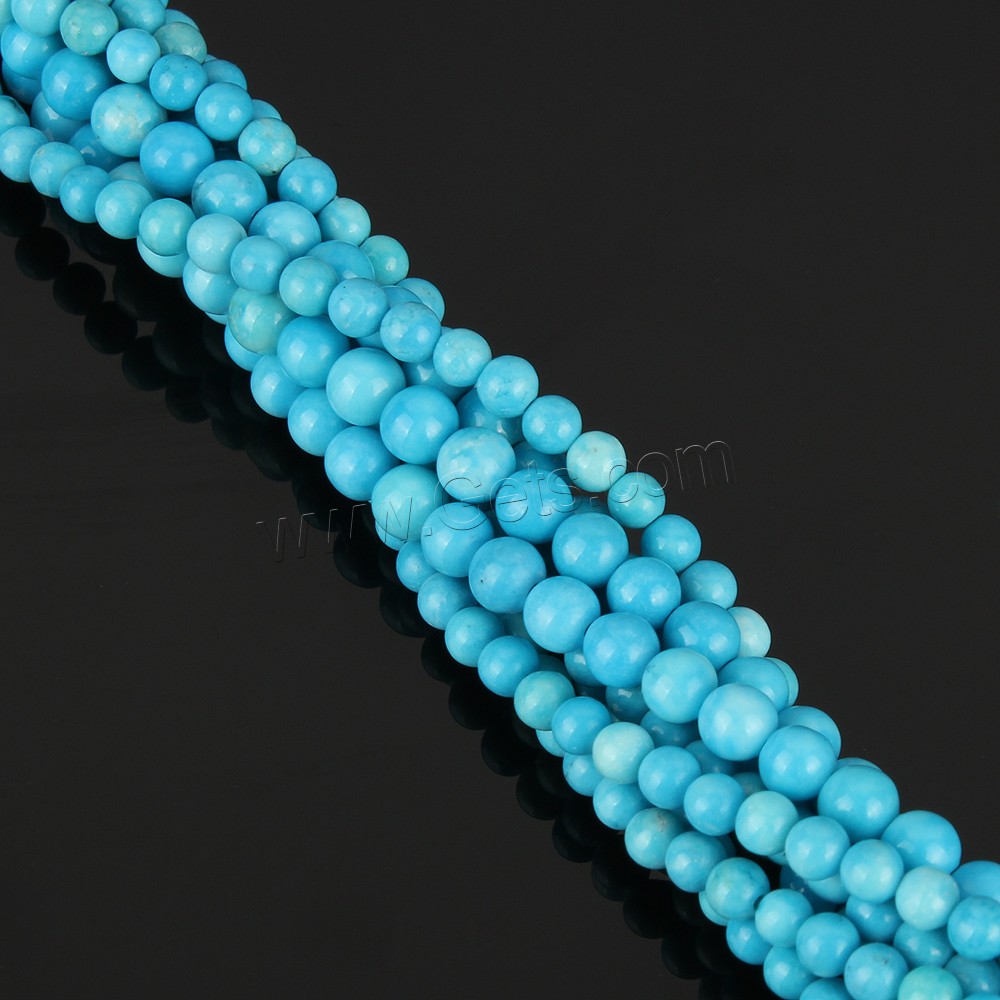 Natural Turquoise Beads, Round, different size for choice, Hole:Approx 0.5mm, Length:Approx 15.5 Inch, Sold By Strand