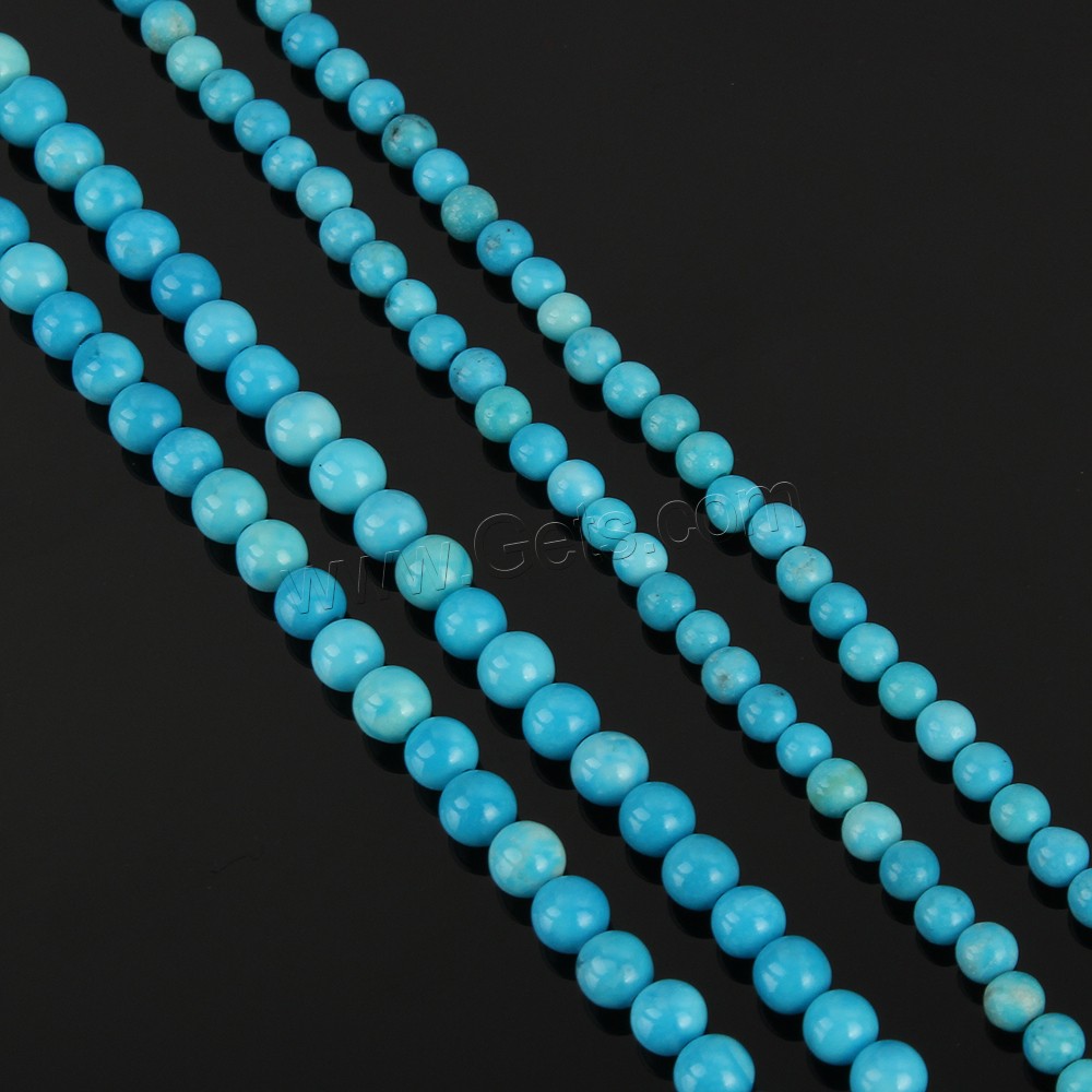 Natural Turquoise Beads, Round, different size for choice, Hole:Approx 0.5mm, Length:Approx 15.5 Inch, Sold By Strand