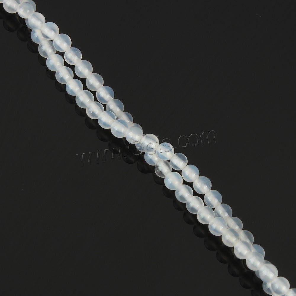 Natürliche Weiße Achat Perlen, Weißer Achat, rund, verschiedene Größen vorhanden, Bohrung:ca. 0.5mm, Länge:ca. 15.5 ZollInch, verkauft von Strang