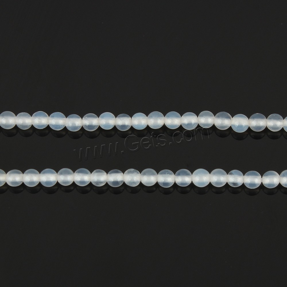 Perla de ágata blanca natural, Ágata blanca, Esférico, diverso tamaño para la opción, agujero:aproximado 0.5mm, longitud:aproximado 15.5 Inch, Vendido por Sarta