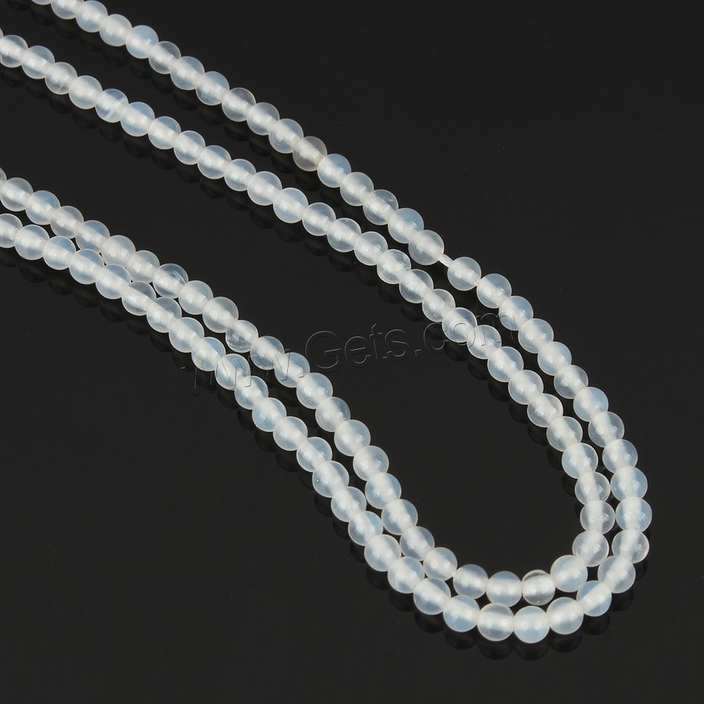 Perle Agate blanche naturelle, Rond, normes différentes pour le choix, Trou:Environ 0.5mm, Longueur:Environ 15.5 pouce, Vendu par brin