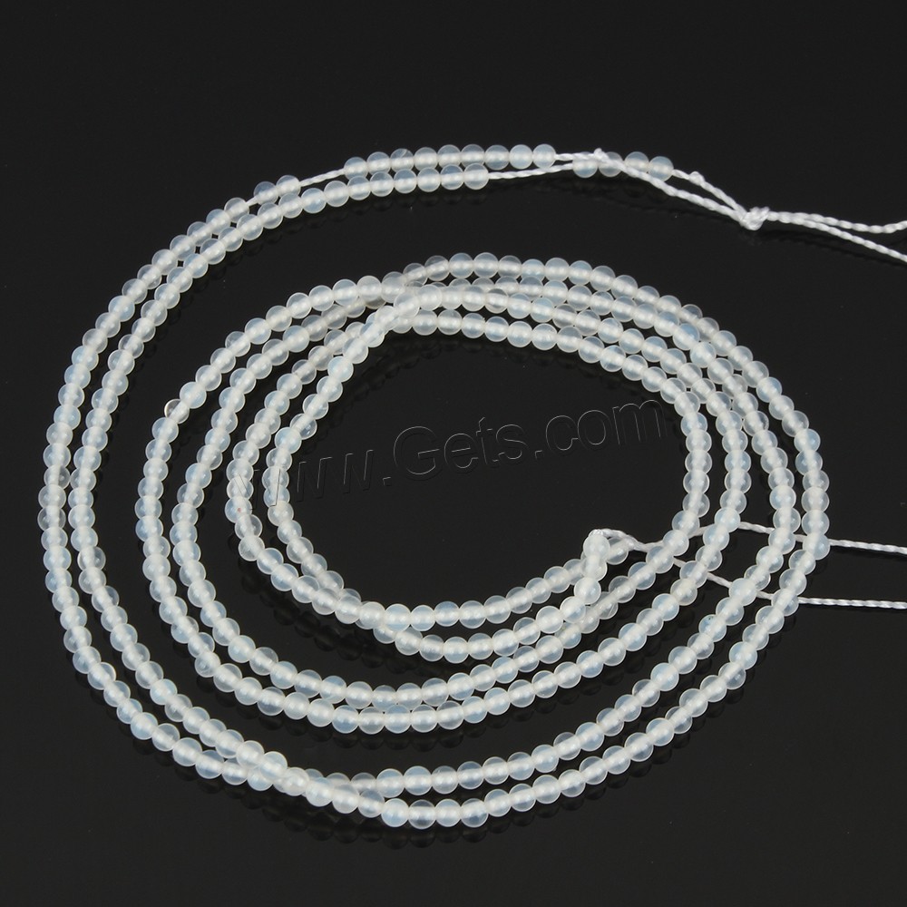 Natürliche Weiße Achat Perlen, Weißer Achat, rund, verschiedene Größen vorhanden, Bohrung:ca. 0.5mm, Länge:ca. 15.5 ZollInch, verkauft von Strang