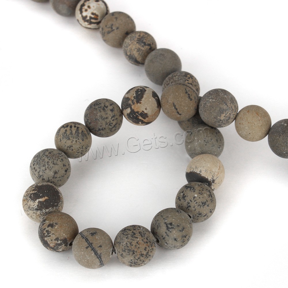 Chinese Painting Stone Bead, Round, natural, different size for choice, Length:Approx 15 Inch, Sold By Strand