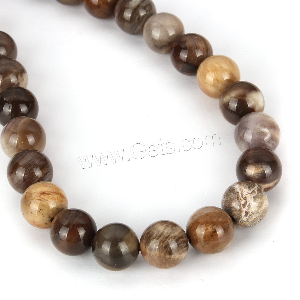 Perle aus Versteinertes Holz, Holzopal, rund, natürlich, verschiedene Größen vorhanden, Länge:ca. 15 ZollInch, verkauft von Strang