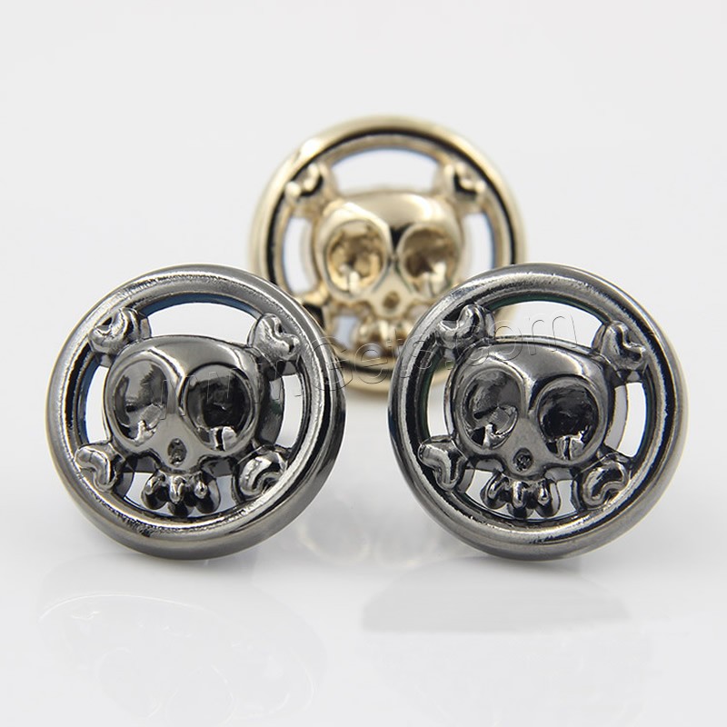 Zinc Alloy Shank Button, Skull, plated, different size for choice, more colors for choice, Sold By PC