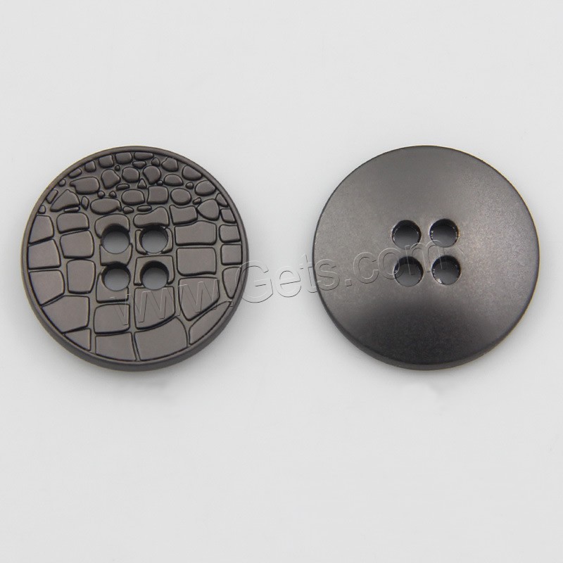 4 Отверстия цинкового сплава кнопка, цинковый сплав, Плоская круглая форма, черный свнец, разный размер для выбора, продается PC