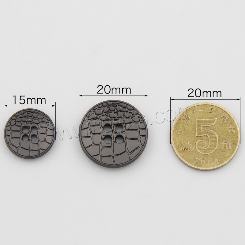 4 Hole Zinc Alloy Button, Flat Round, plumbum black color plated, different size for choice, Sold By PC