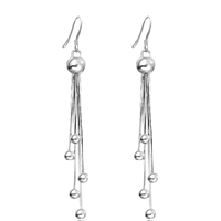 Brass Dangle Earring, with Cubic Zirconia, real silver plated, lead & cadmium free, 90mm 