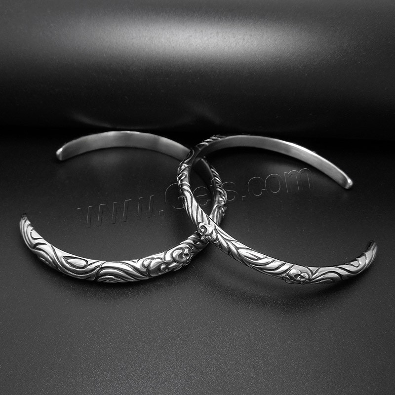 Titanium Steel Cuff Bangle, different size for choice, Inner Diameter:Approx 60mm, Length:Approx 7 Inch, Sold By PC