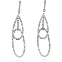 Cubic Zirconia Micro Pave Sterling Silver Earring, 925 Sterling Silver, Teardrop, micro pave cubic zirconia 