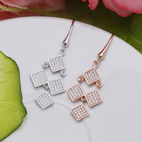Cubic Zirconia Micro Pave Sterling Silver Earring, 925 Sterling Silver, Rhombus, plated, micro pave cubic zirconia 