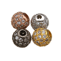 Cubic Zirconia Micro Pave Brass Beads, Round, plated, micro pave cubic zirconia Approx 1.8mm 