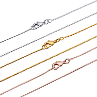 Cadena de collar de cable enlazado de latón, metal, chapado, más colores para la opción, 0.8mm, longitud:aproximado 17.5 Inch, Vendido por Sarta