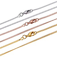 Cadena de collar de cable enlazado de latón, metal, chapado, giro oval, más colores para la opción, 1.6x1.4x0.7mm, longitud:aproximado 17.5 Inch, Vendido por Sarta