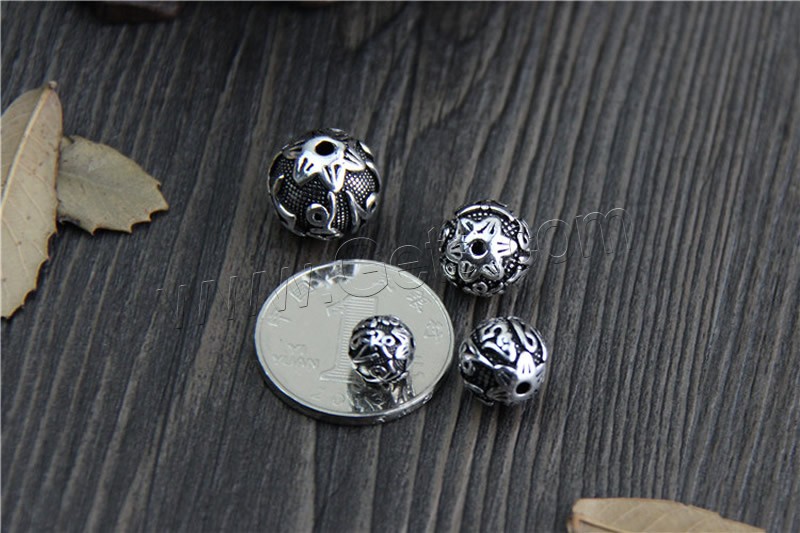 Thailand Sterling Silver Beads, Round, om mani padme hum & different size for choice, Sold By PC