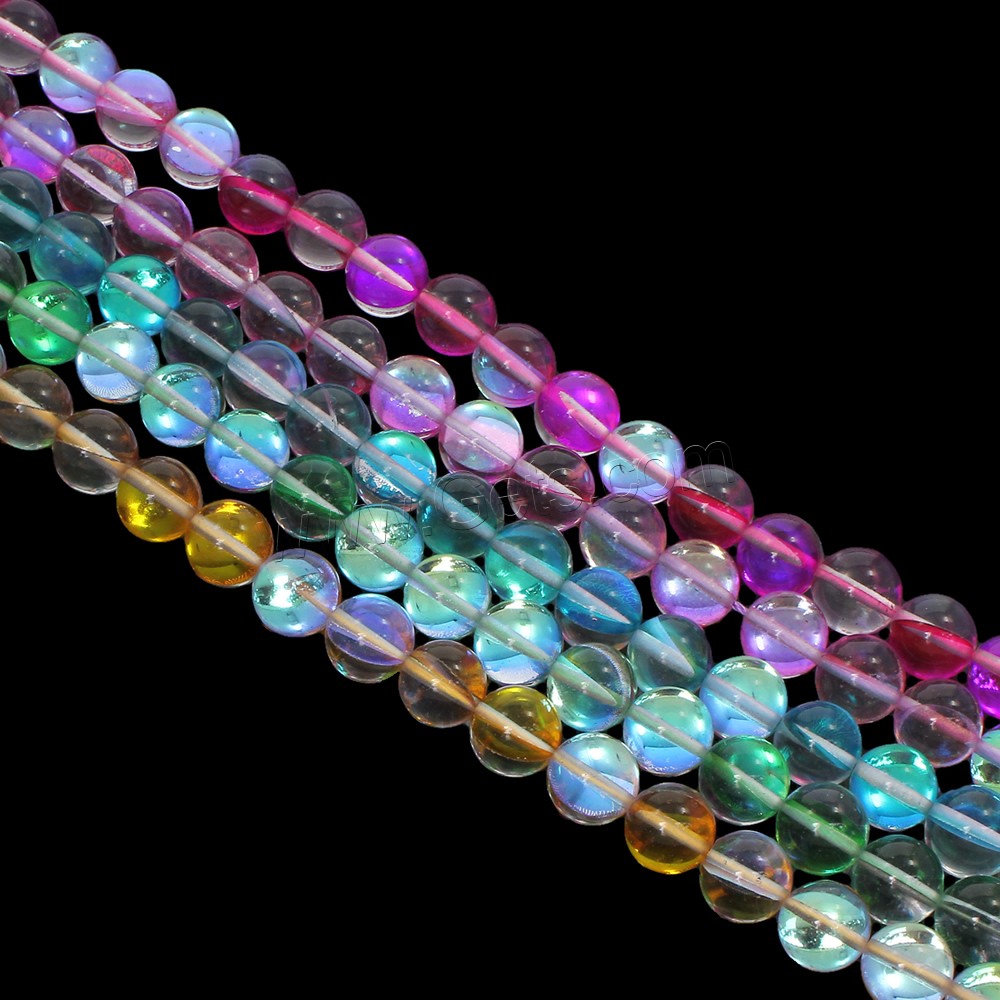 Glass Beads, Round, different size for choice & two tone, more colors for choice, Hole:Approx 1mm, Length:Approx 15 Inch, Sold By Strand