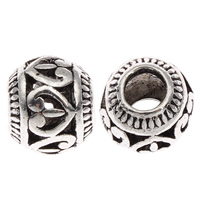 Zinc Alloy European Beads, Drum, antique silver color plated, without troll, lead & cadmium free Approx 4.5mm 