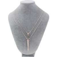 Zinc Alloy Sweater Chain Necklace, with brass chain, Cone, rose gold color plated, snake chain & with rhinestone &  & hollow, lead & cadmium free Approx 23.5 Inch 