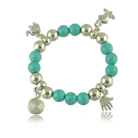Zinc Alloy Turquoise Bracelets, with Synthetic Turquoise, Elephant, platinum color plated, Bohemian style & charm bracelet, 13mm, 13mm, 10mm, 13mm, 15mm Approx 6 Inch 