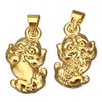 Animal Brass Pendants, Fabulous Wild Beast, real gold plated, double-sided Approx 