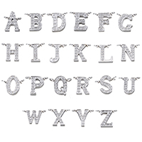 Edelstahl Buchstaben Anhänger, verschiedene Stile für Wahl & Micro pave Zirkonia & Doppelloch, originale Farbe, Bohrung:ca. 1.5mm, verkauft von PC