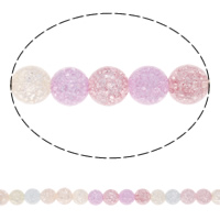 Perles en verre craquelé, Rond, craquelure, multicolore, 8mm Environ 1mm Environ 15.5 pouce, Environ Vendu par brin