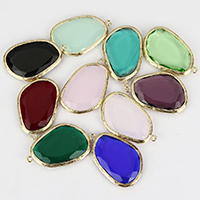 Crystal Brass Pendants, with Glass, gold color plated, faceted Approx 1.5mm 