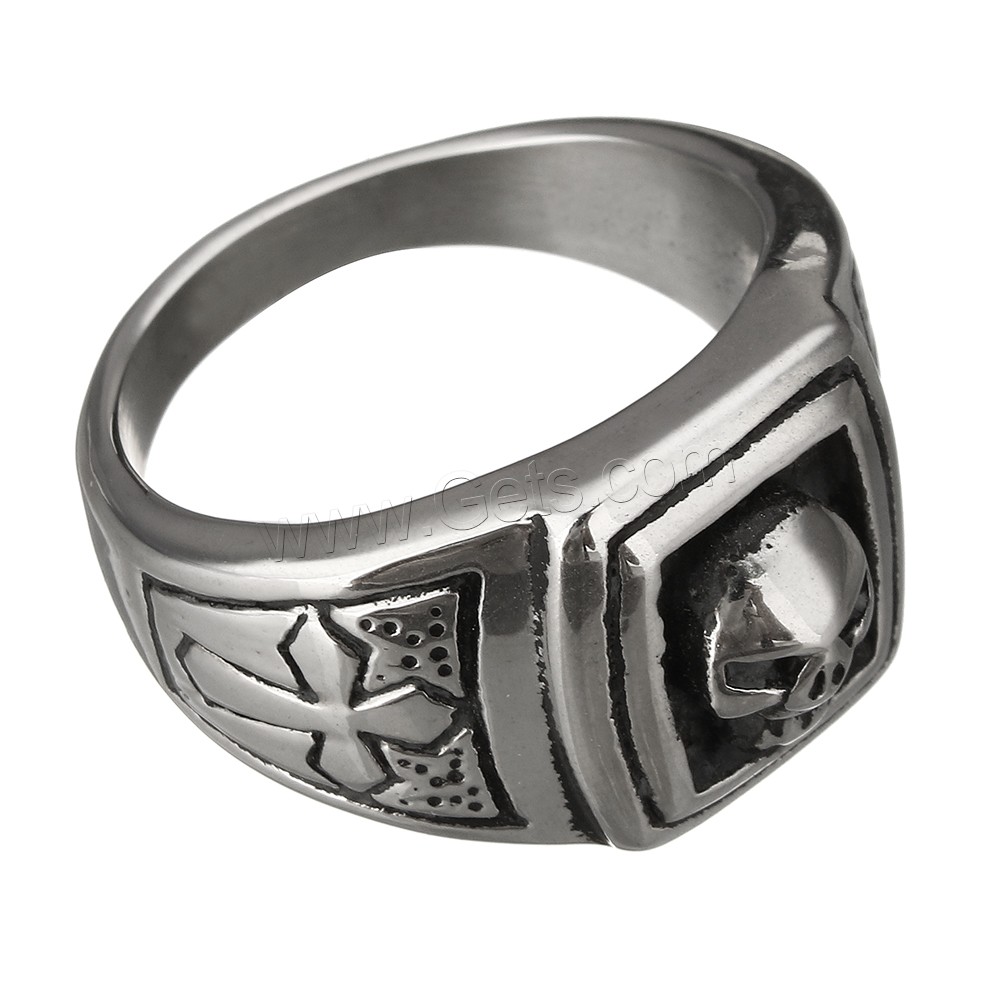 Men Stainless Steel Ring in Bulk, 316 Stainless Steel, Skull, different size for choice & blacken, 16x7mm, Sold By PC