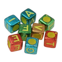 Plating Acrylic Beads, UV plating, with letter pattern & mixed Approx 3mm, Approx 