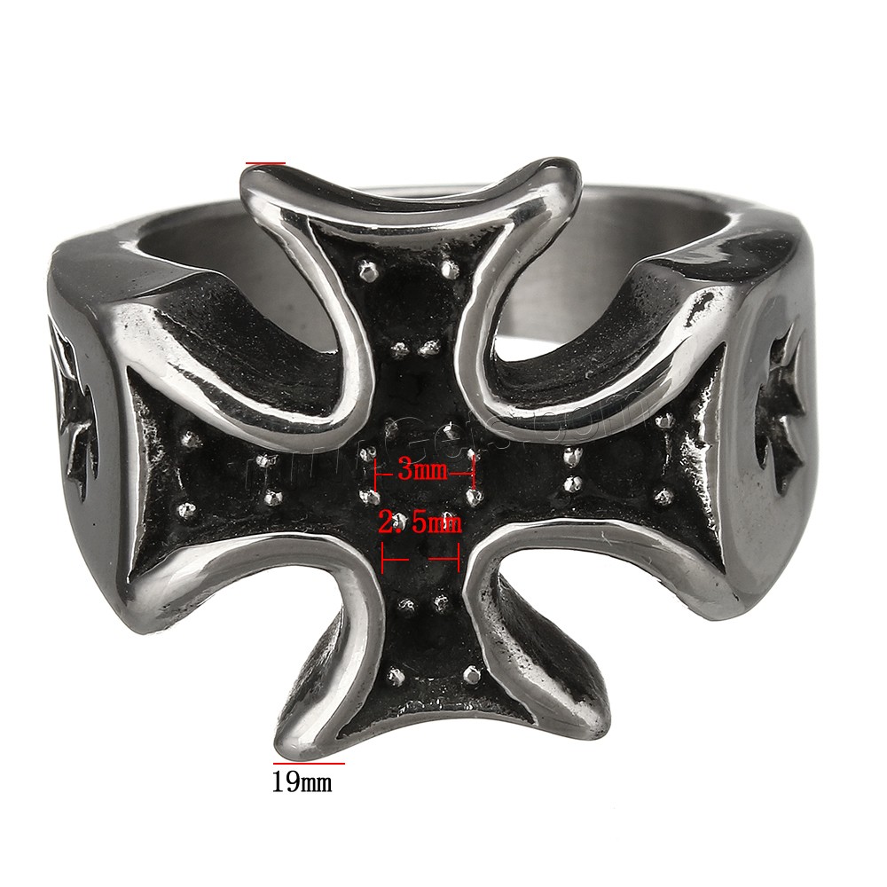 Нержавеющая сталь 316 гнездо-оправа для кольца, Kресты, разный размер для выбора & чернеют, 19x5mm, внутренний диаметр:Приблизительно 3mm, 2.5mm, продается PC