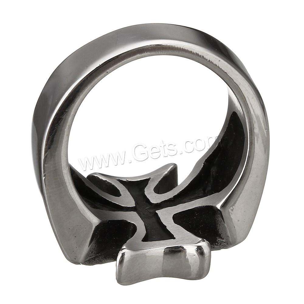 316 Stainless Steel Bezel Ring Base, Cross, different size for choice & blacken, 19x5mm, Inner Diameter:Approx 3mm, 2.5mm, Sold By PC